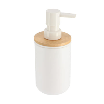 Dozator de Săpun din Polistiren  300 ml - Alb/Bambus