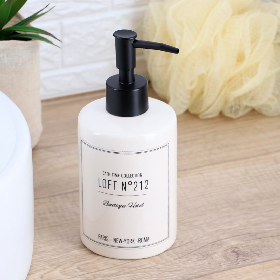 Dispenser rotund din dolomită imprimată – model Neo Retro Blanc