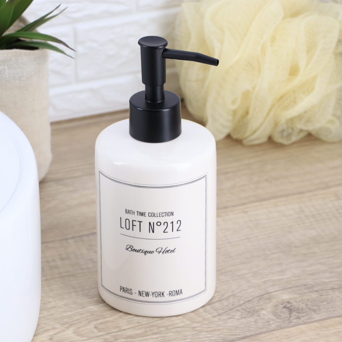 Dispenser rotund din dolomită imprimată – model Neo Retro Blanc