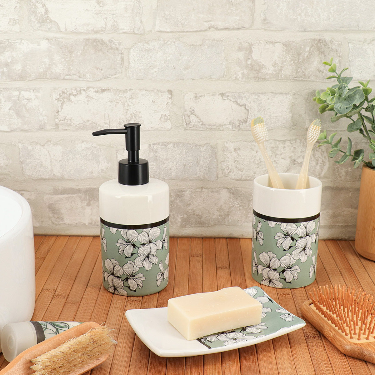 Dispenser rotund din dolomită imprimată – model Ecrin Vert