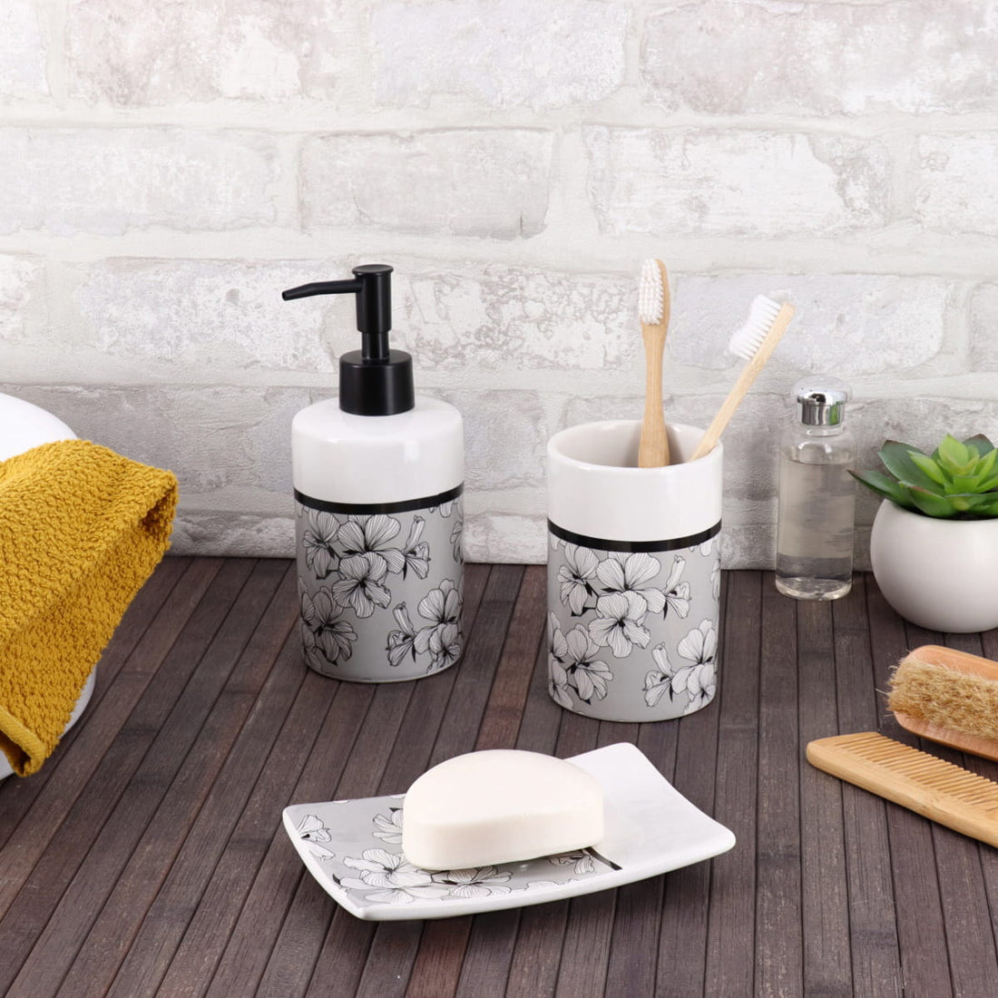 Dispenser rotund din dolomită imprimată – model Ecrin Gris