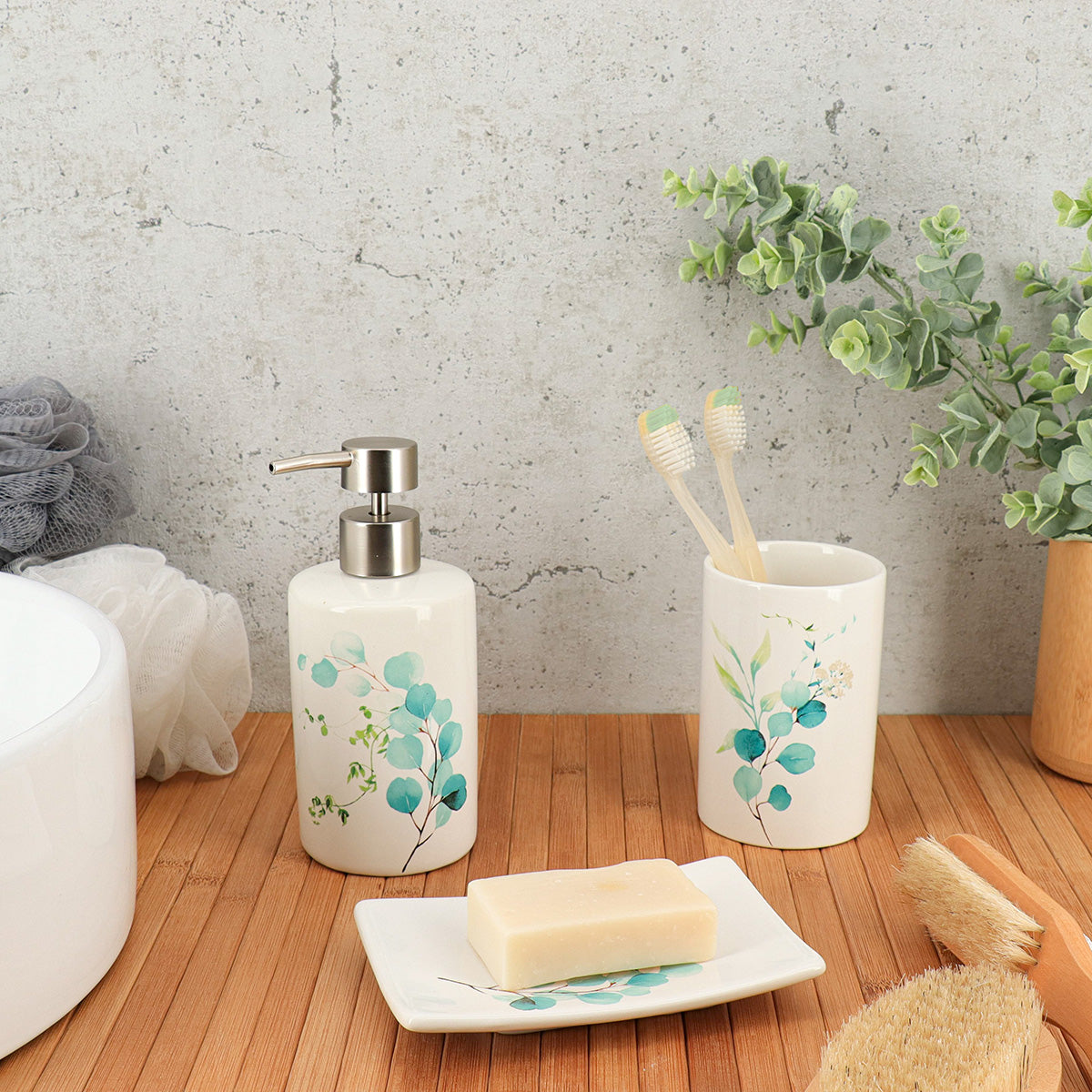 Dispenser rotund din dolomită imprimată – model Aquarelle