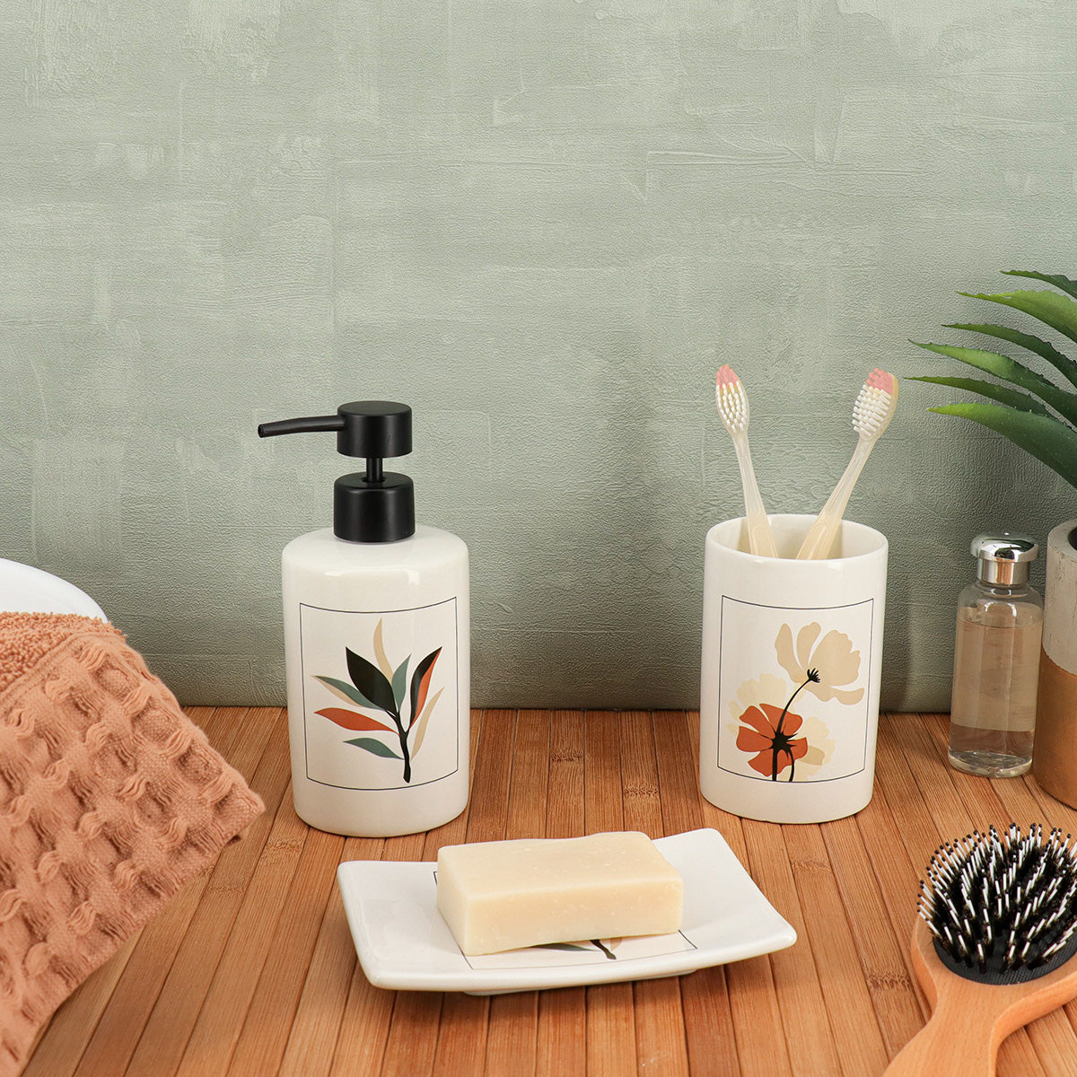 Dispenser rotund din dolomită imprimată – model Bucolique