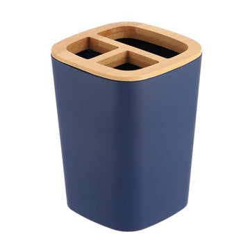 Suport Pentru Periuțe de Dinți din Cauciuc cu ABS și Bambus - Navy Blue
