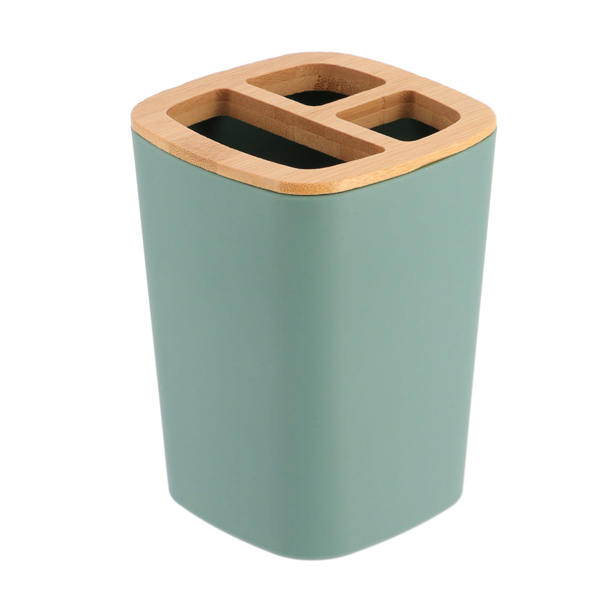 Suport periuțe din ABS, cauciuc și bambus – verde salvie