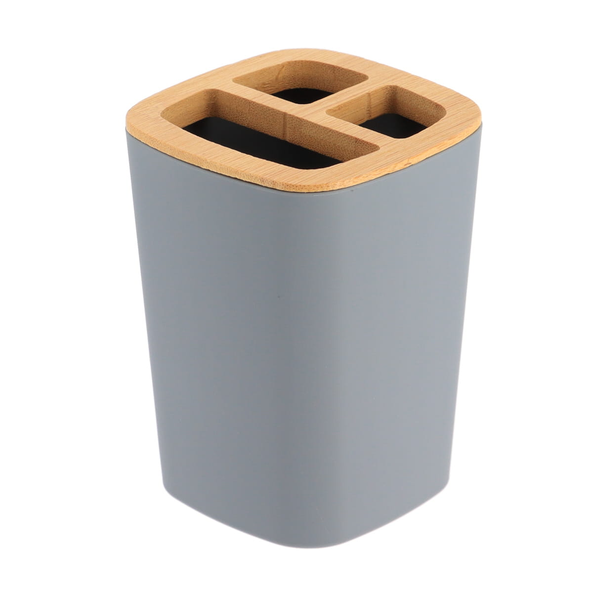 Suport periuțe din ABS, cauciuc și bambus – gri