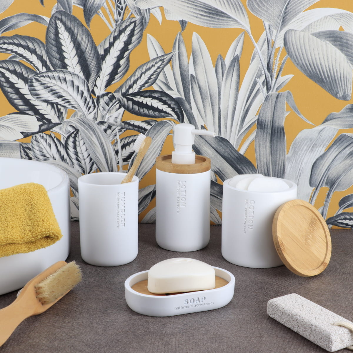 Săpunieră ovală Timeless din polirășină și bambus – Alb