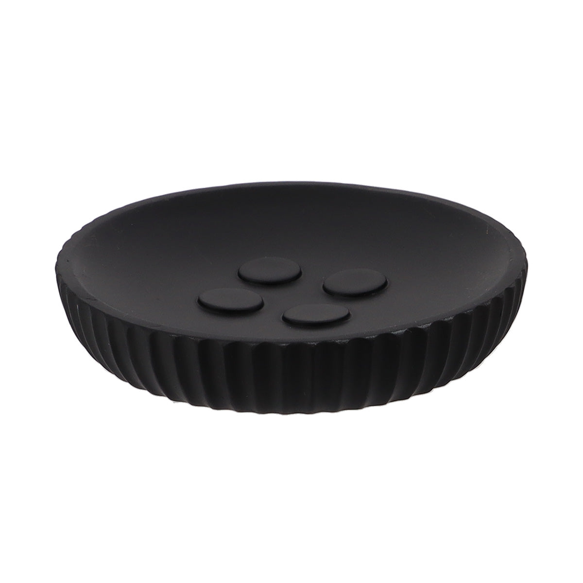 Săpunieră rotundă din polirășină cu striații Timeless – Negru