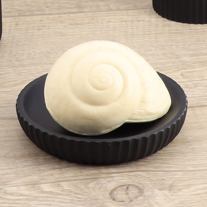 Săpunieră rotundă din polirășină cu striații Timeless – Negru