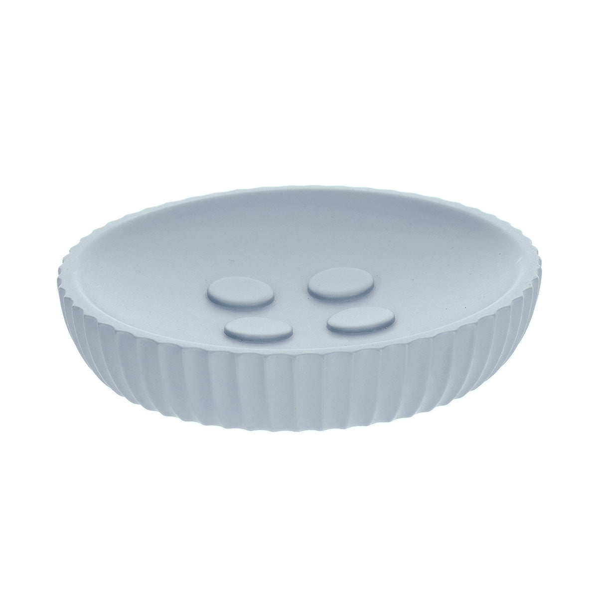 Săpunieră rotundă din polirășină cu striații Timeless – Albastru deschis