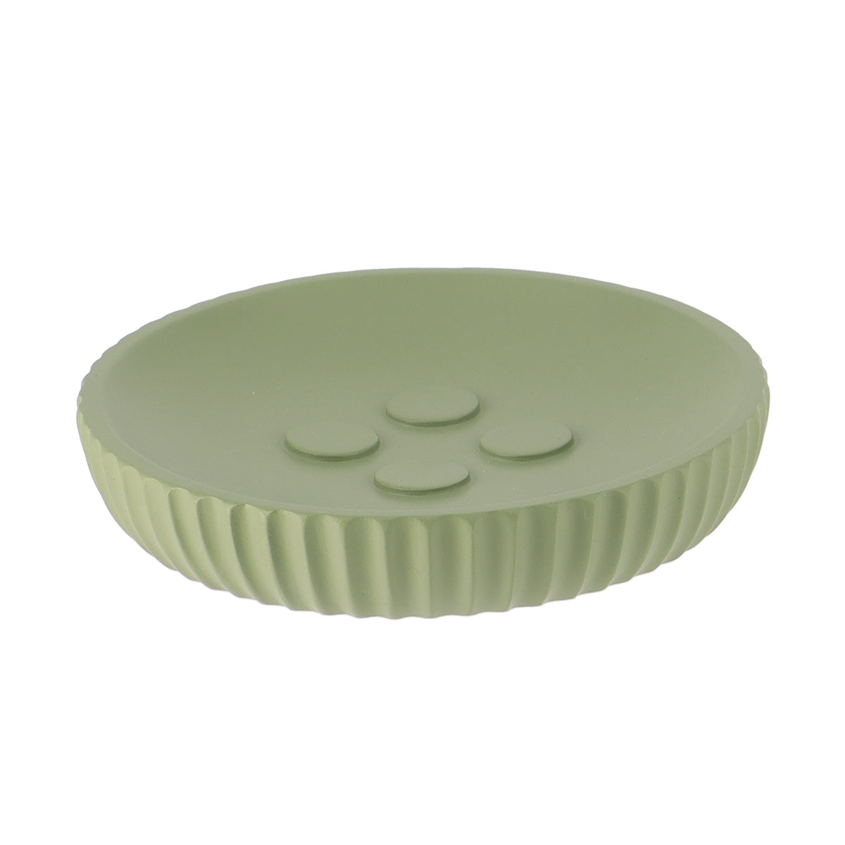 Săpunieră rotundă din polirășină cu striații Timeless – Kaki
