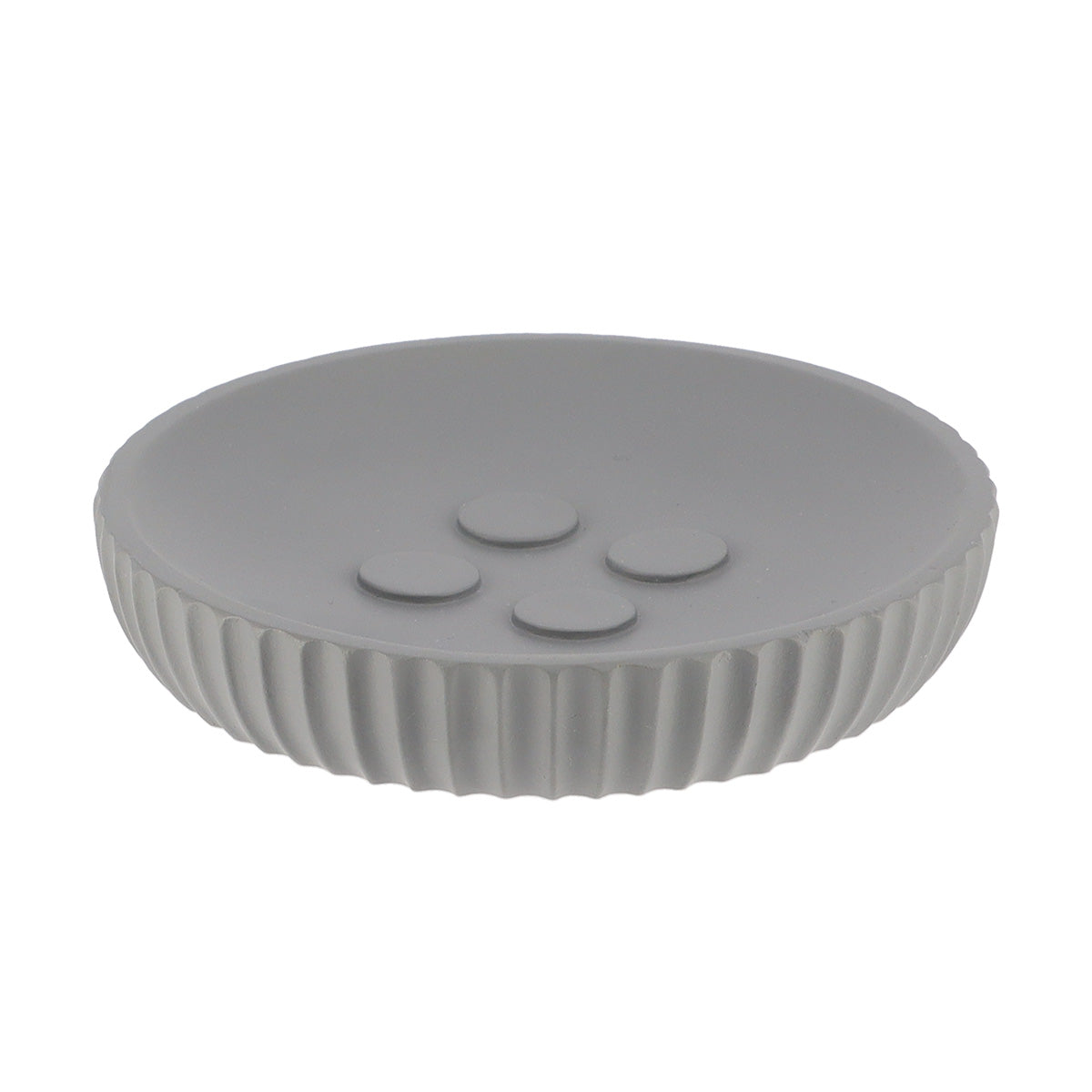 Săpunieră rotundă din polirășină cu striații Timeless – Gri