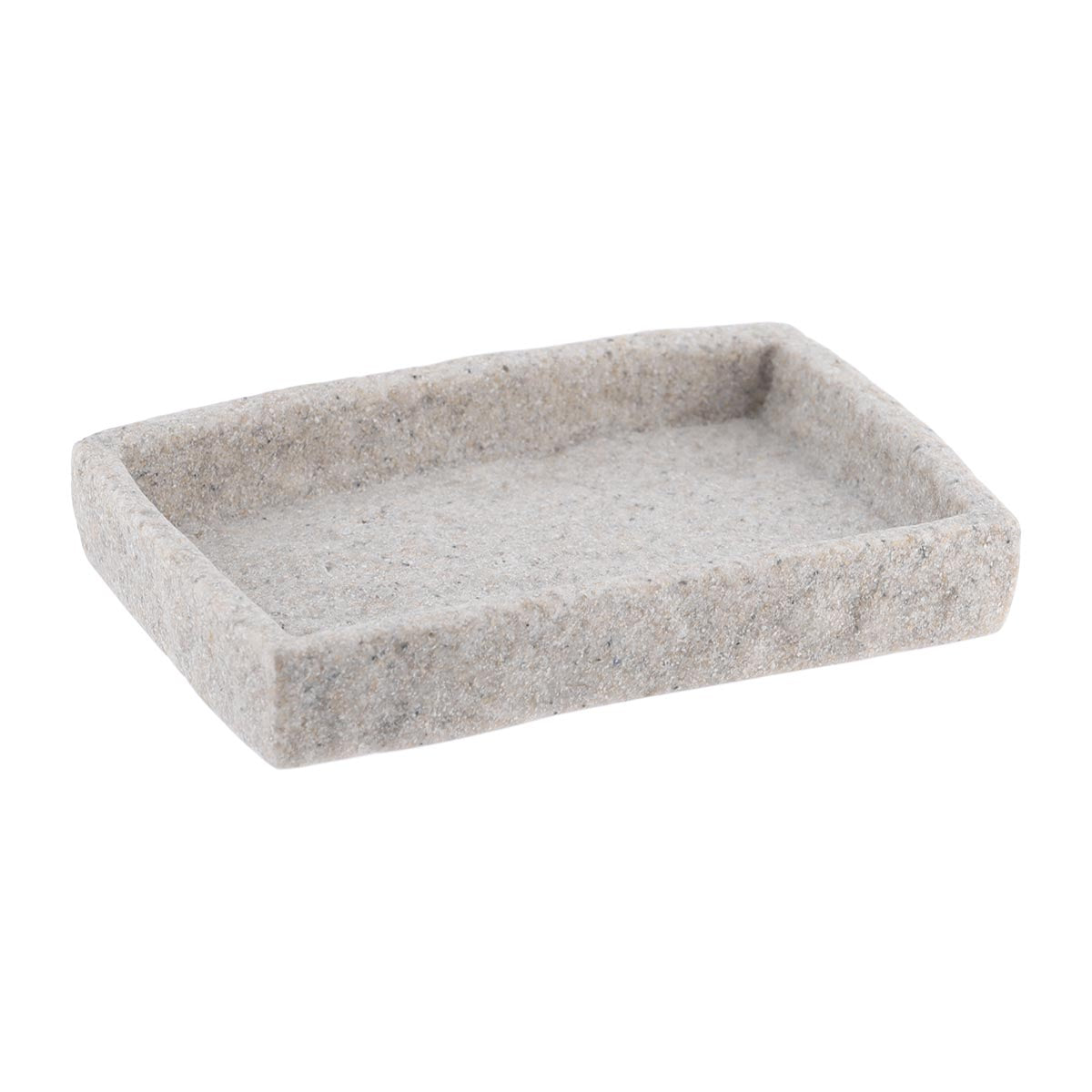 Săpunieră dreptunghiulară din polirășină cu efect de piatră – gri