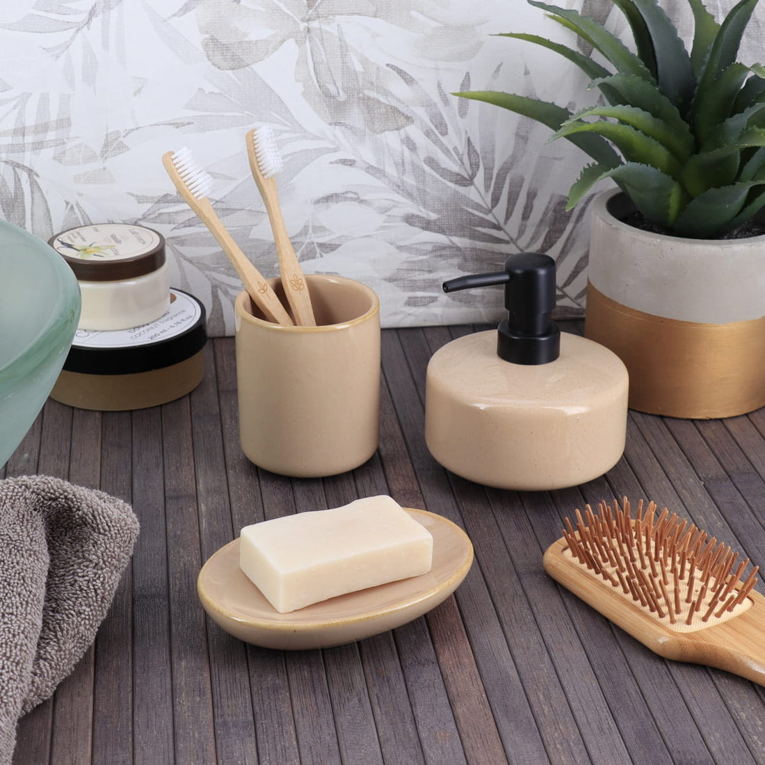 Săpunieră ovală din ceramică lacuită – Beige