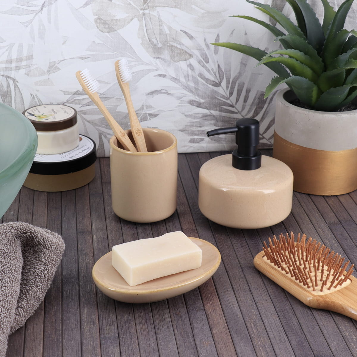 Săpunieră ovală din ceramică lacuită – Beige