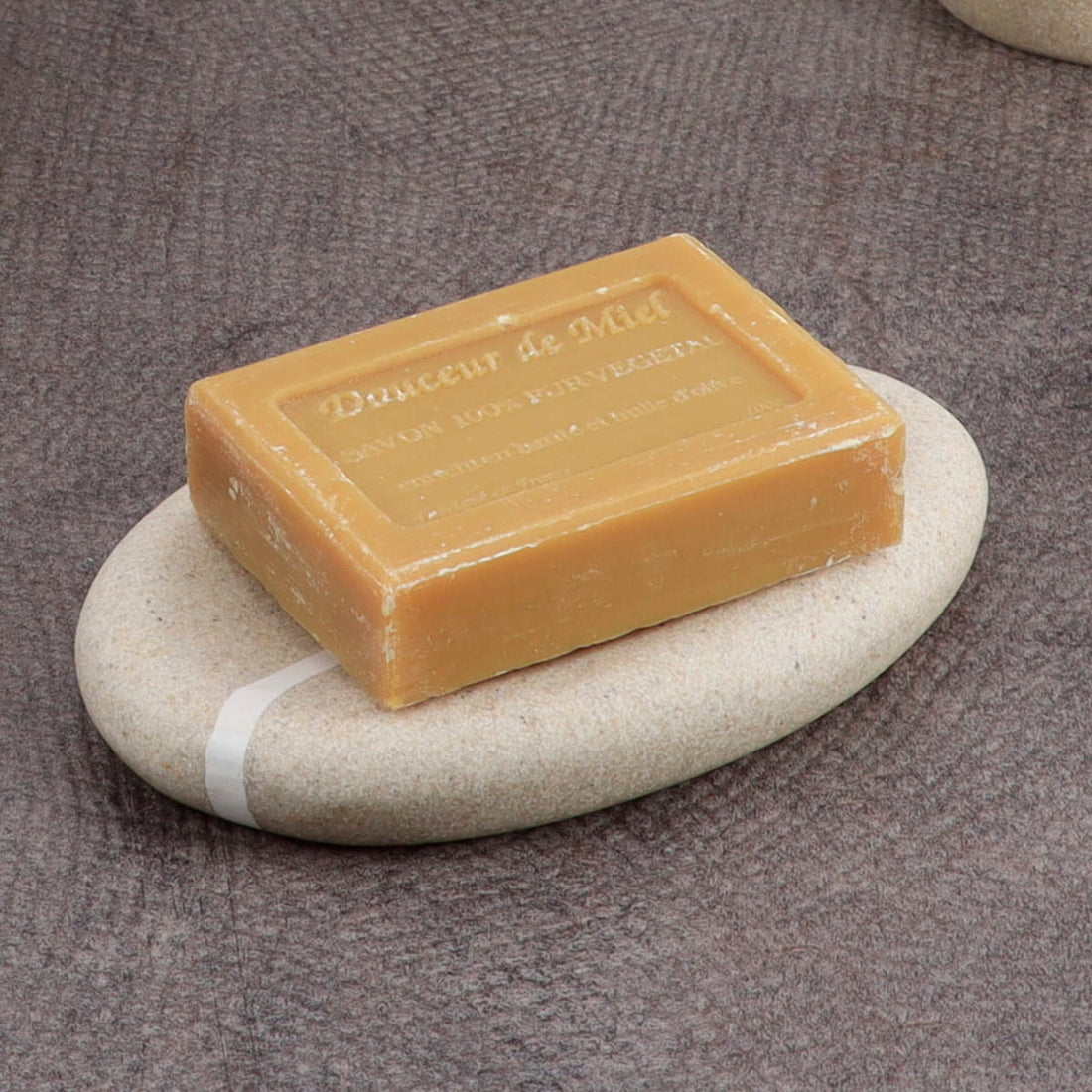 Săpunieră rotundă din polirășină cu efect de piatră – natural