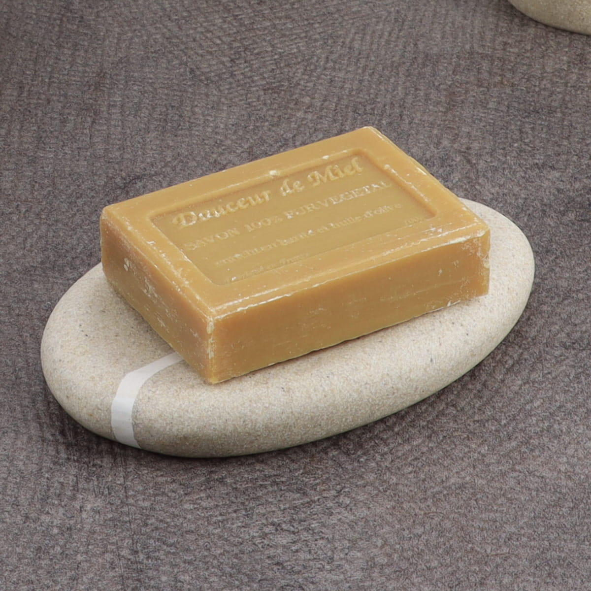 Săpunieră rotundă din polirășină cu efect de piatră – natural