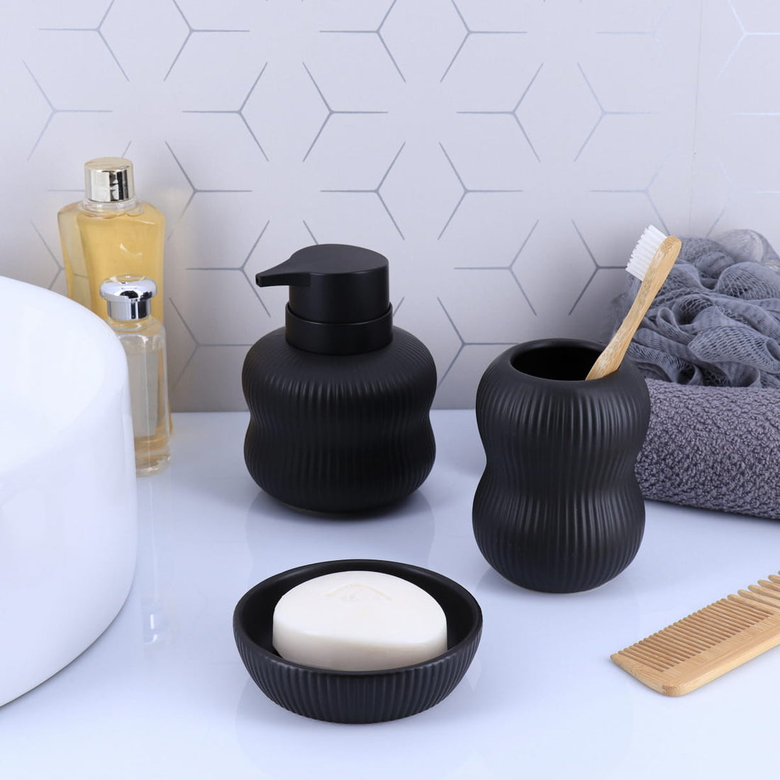 Pahar rotund din ceramică – negru mat
