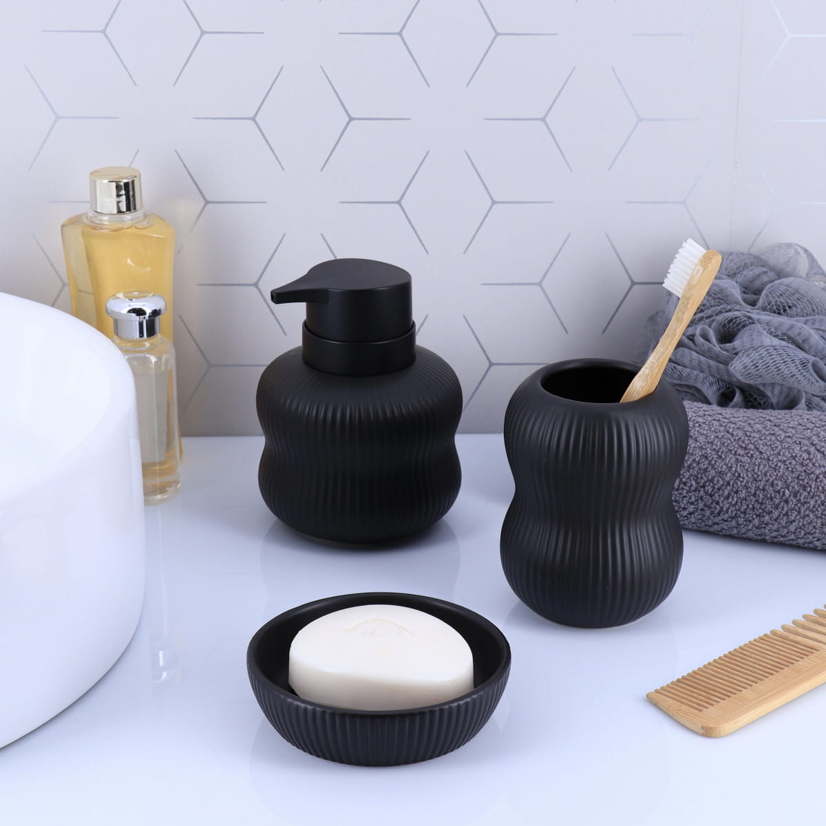 Pahar rotund din ceramică – negru mat
