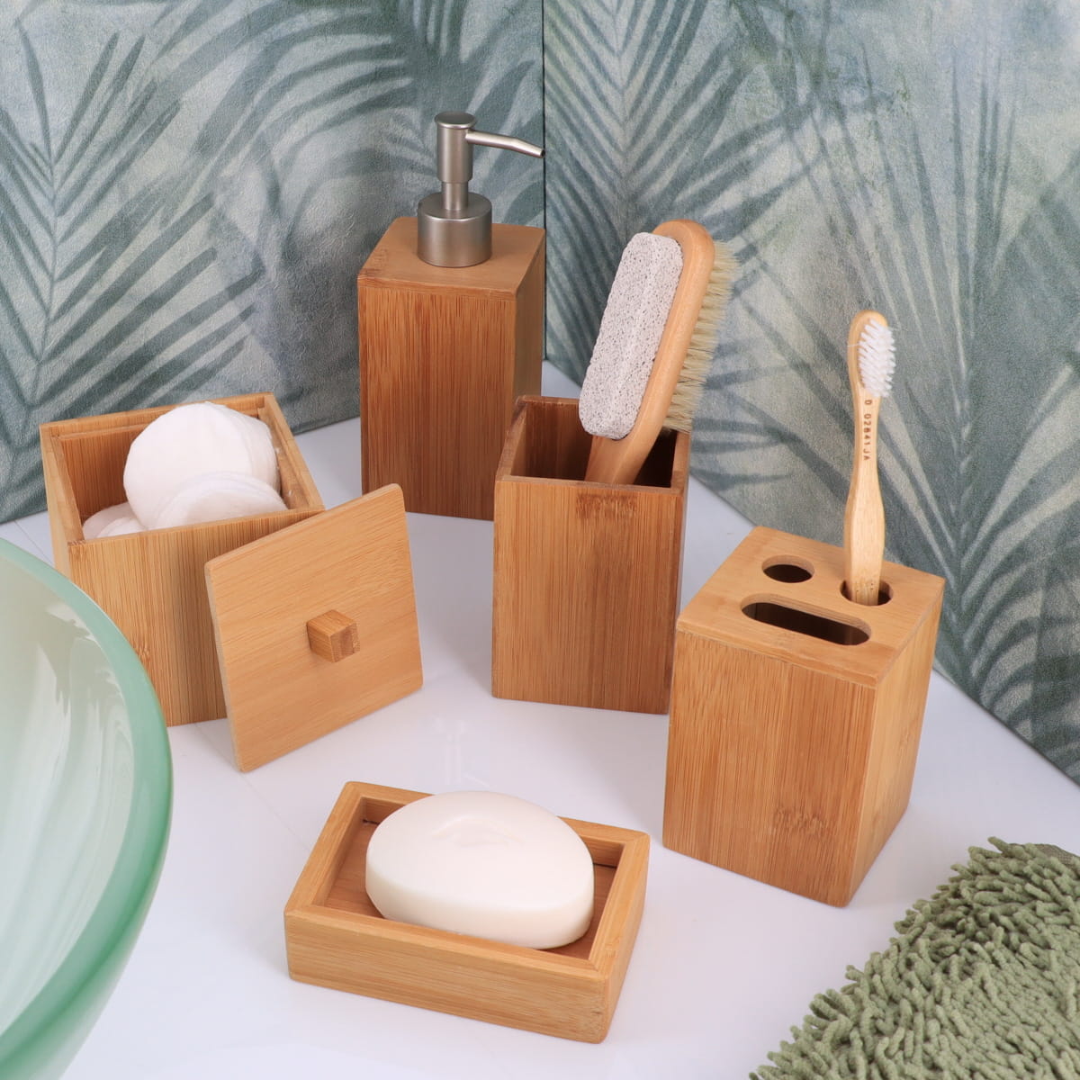 Pahar pătrat din bambus – natural