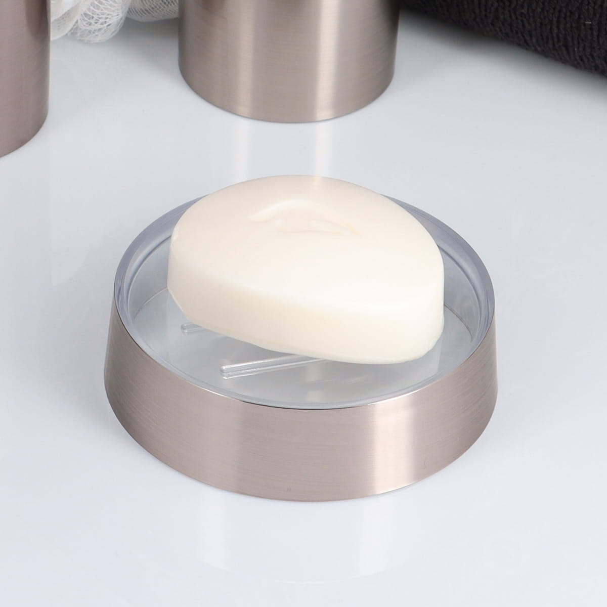 Savonieră din plastic PS – efect metalizat argintiu