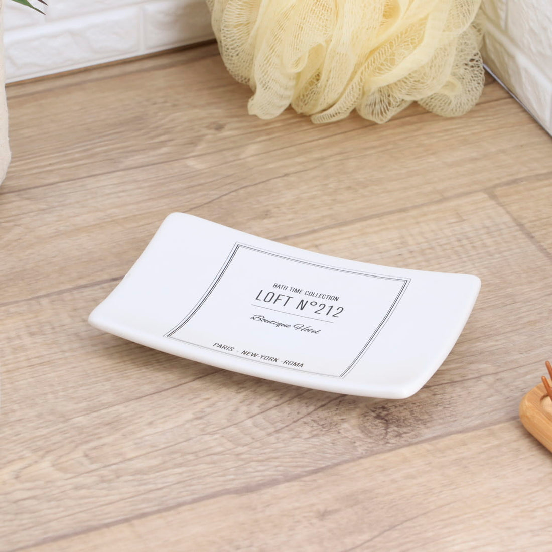 Savonieră din dolomită imprimată – model Neo Retro Blanc