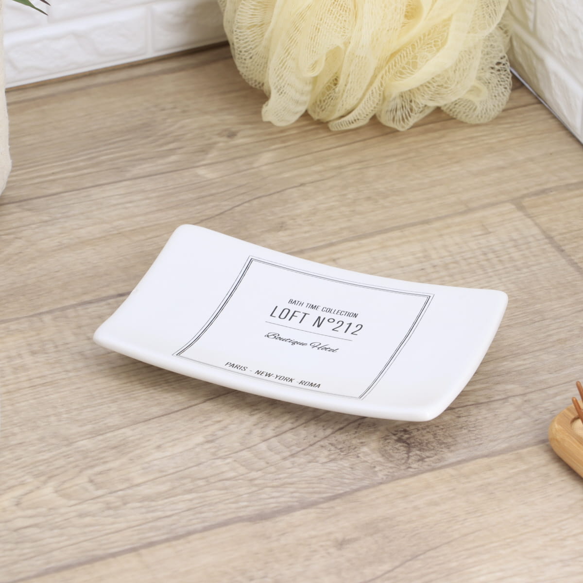 Savonieră din dolomită imprimată – model Neo Retro Blanc