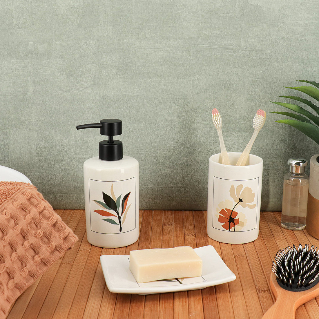 Savonieră din dolomită imprimată – model Bucolique