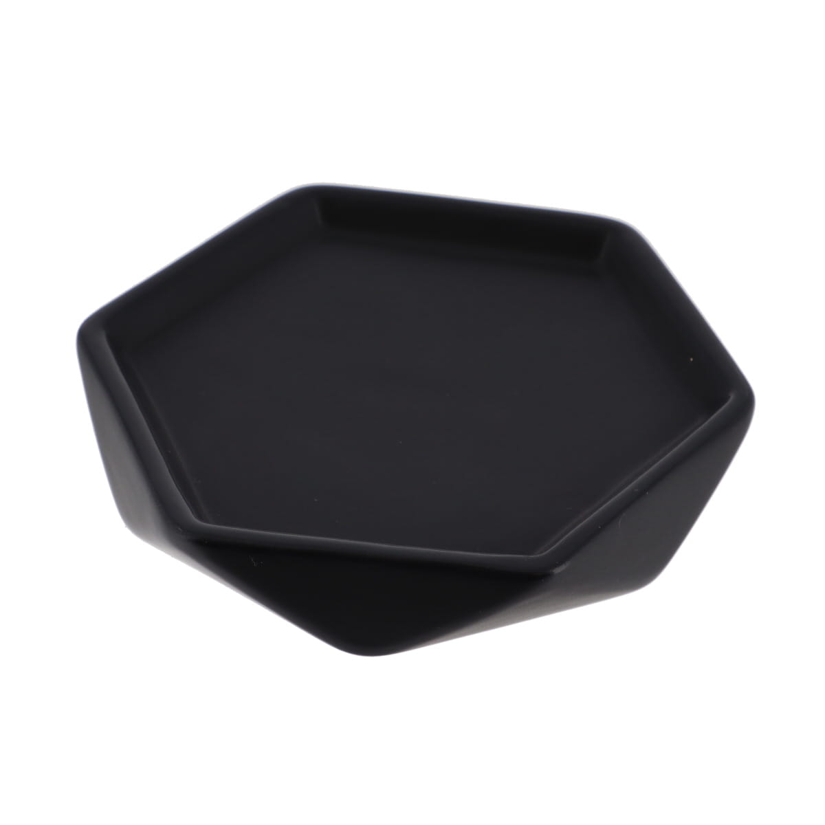 Săpunieră hexagonală din ceramică cu motiv diamant – negru