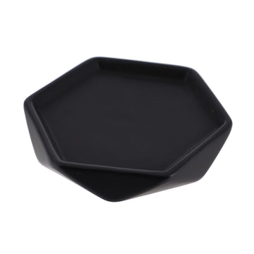 Săpunieră hexagonală din ceramică cu motiv diamant – negru