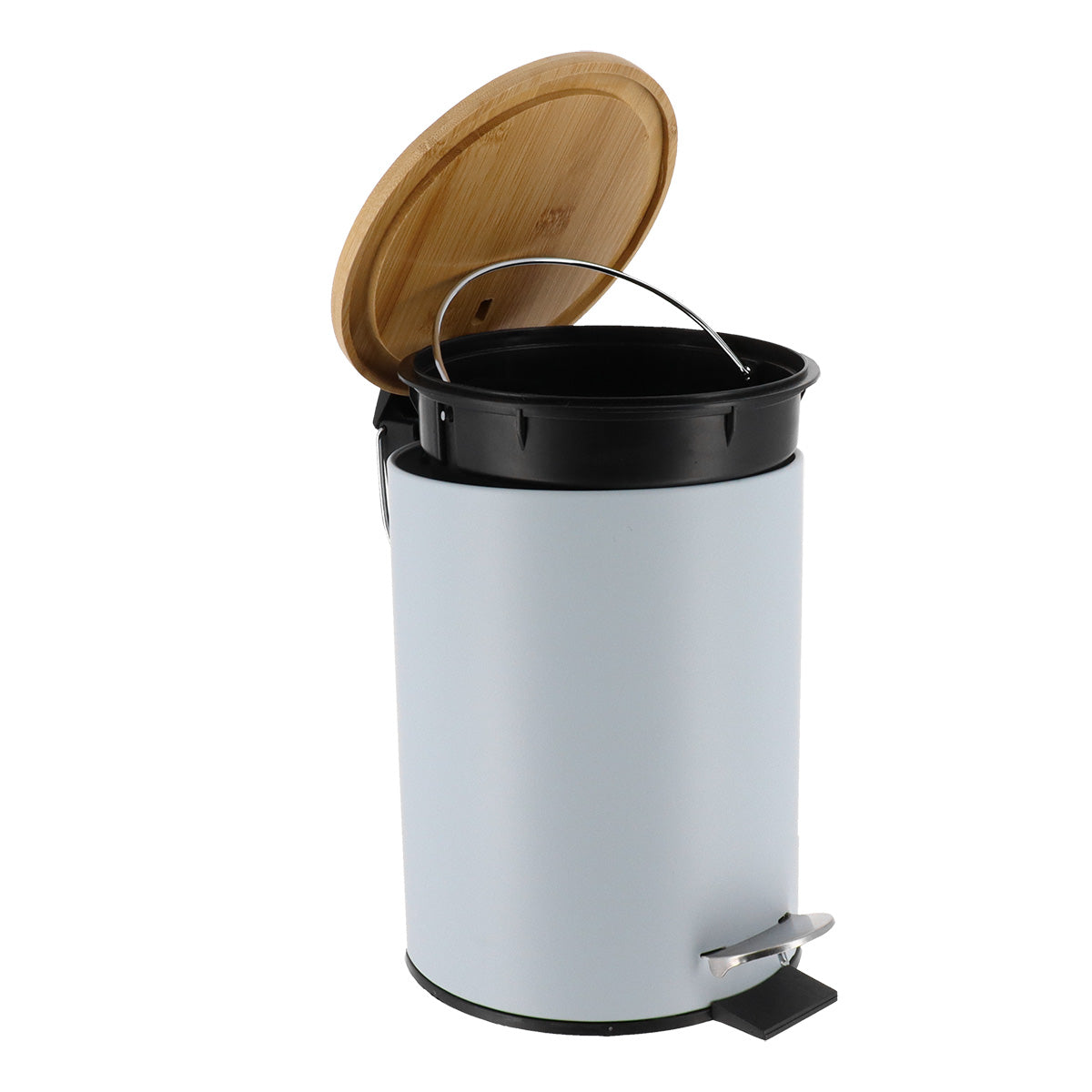 Coș de gunoi din metal 3L – capac bambus – sistem soft close – culoare FISH SKY