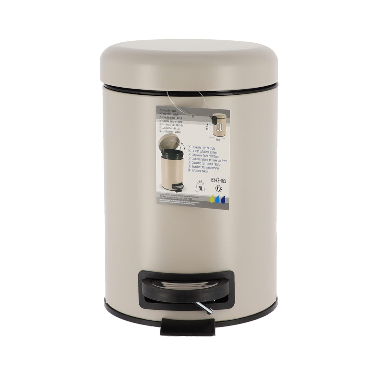 Coș de gunoi din metal 3L – sistem soft close – finisaj MATTE TAUPE