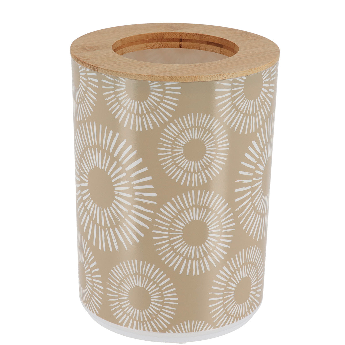 Coș de gunoi imprimat din polipropilenă cu capac din bambus 5L – model Ethnic Spirals