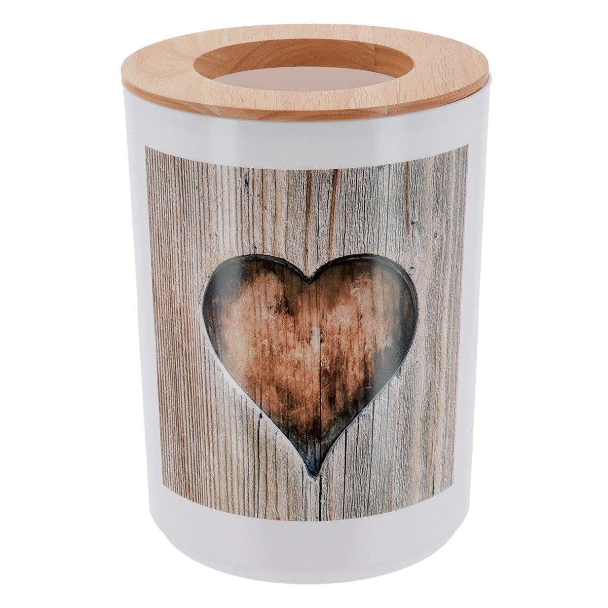 Coș de gunoi imprimat din polipropilenă cu capac din lemn 5L – model Amour