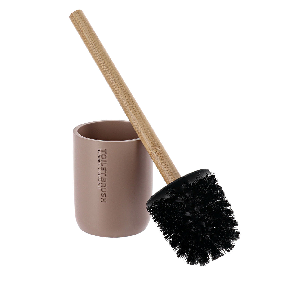 Perie WC Timeless din rășină și bambus – Cappuccino