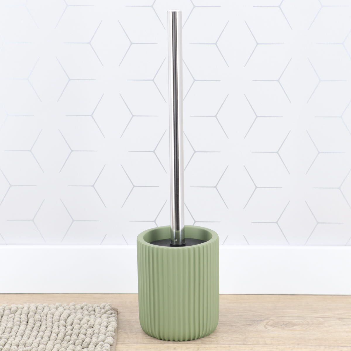 Perie WC din polirășină cu striații Timeless – Kaki