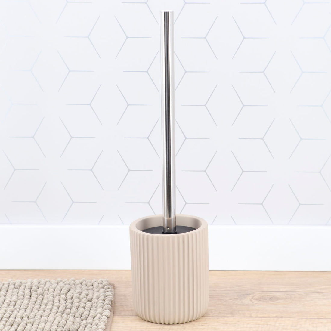 Perie WC din polirășină cu striații Timeless – Taupe
