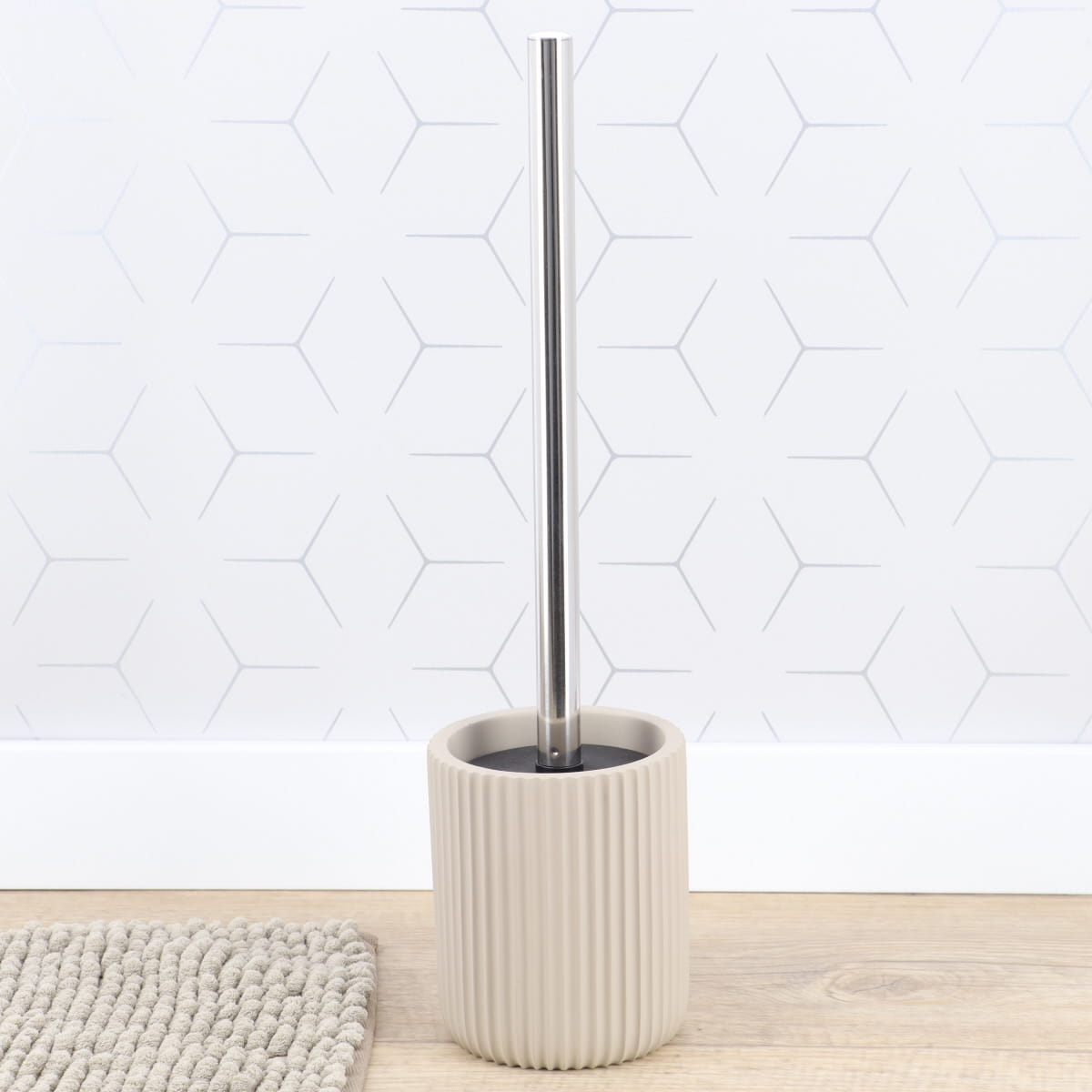 Perie WC din polirășină cu striații Timeless – Taupe