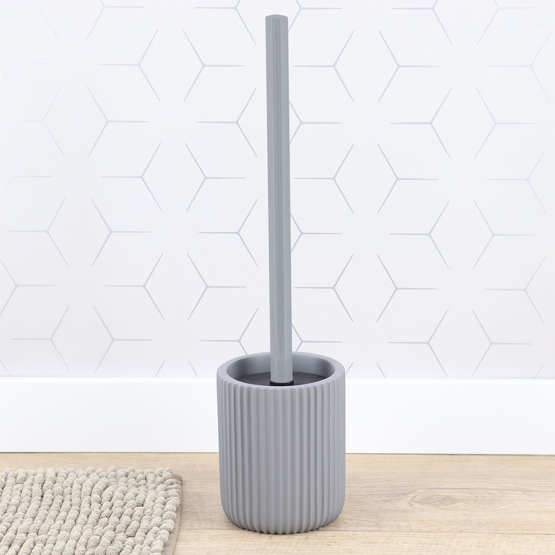 Perie WC din polirășină cu striații Timeless – Gri