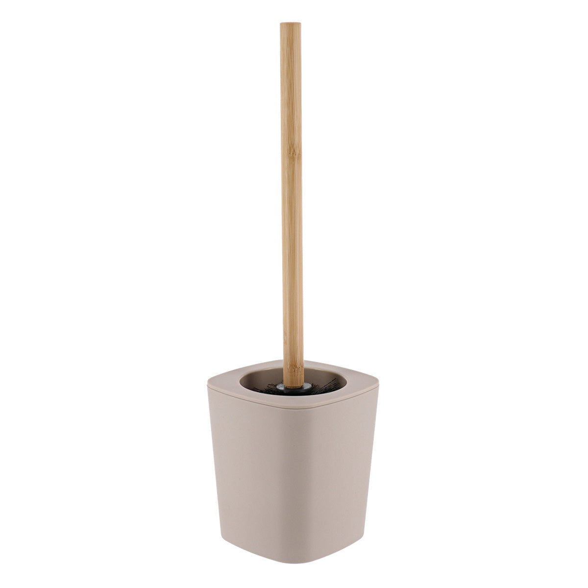 Perie de toaletă din cauciuc, ABS și bambus – crem natural