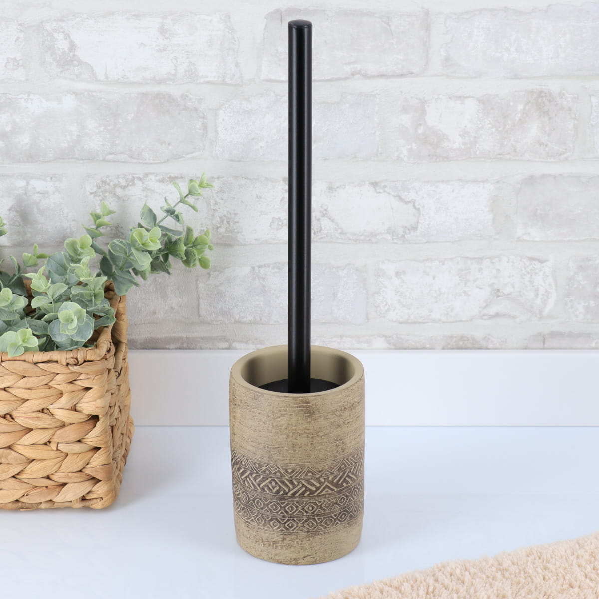 Perie de toaletă din ciment – decor etnic – natural