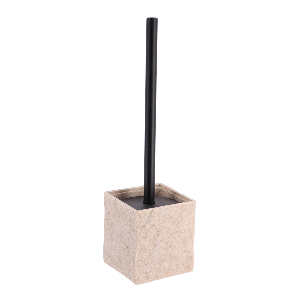 Poliresin square toilet brush with black matte handle – natural
