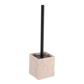 Poliresin square toilet brush with black matte handle – natural