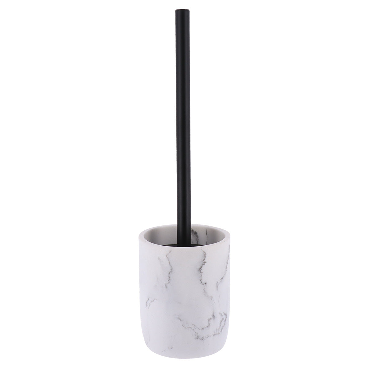 Polyresin toilet brush with marbled effect – white/grey