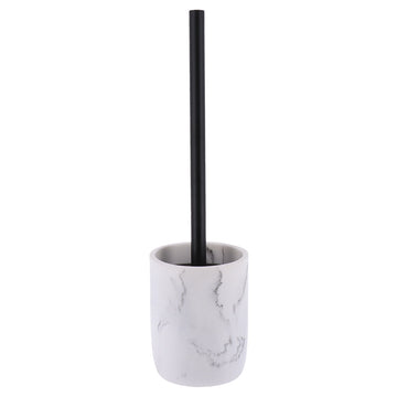 Polyresin toilet brush with marbled effect – white/grey
