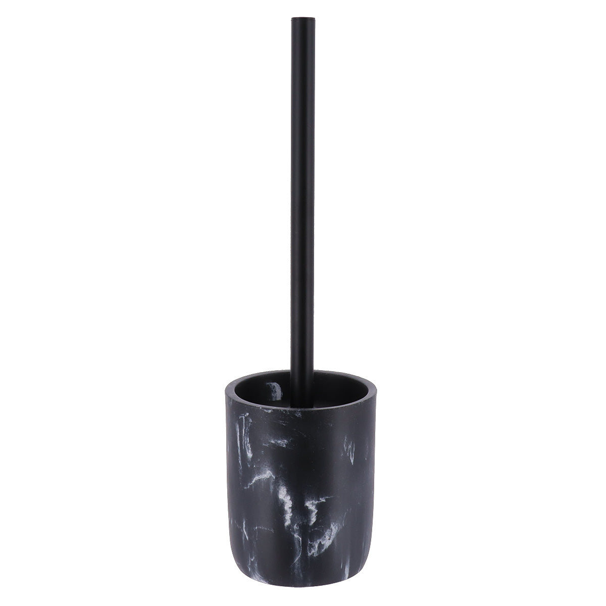 Perie de toaletă din polirășină cu efect marmorat – negru