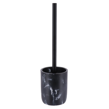 Perie de toaletă din polirășină cu efect marmorat – negru