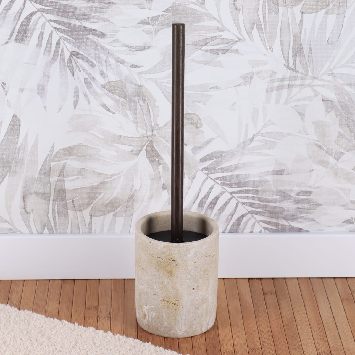 Perie de toaletă din polirășină cu finisaj piatră – natural