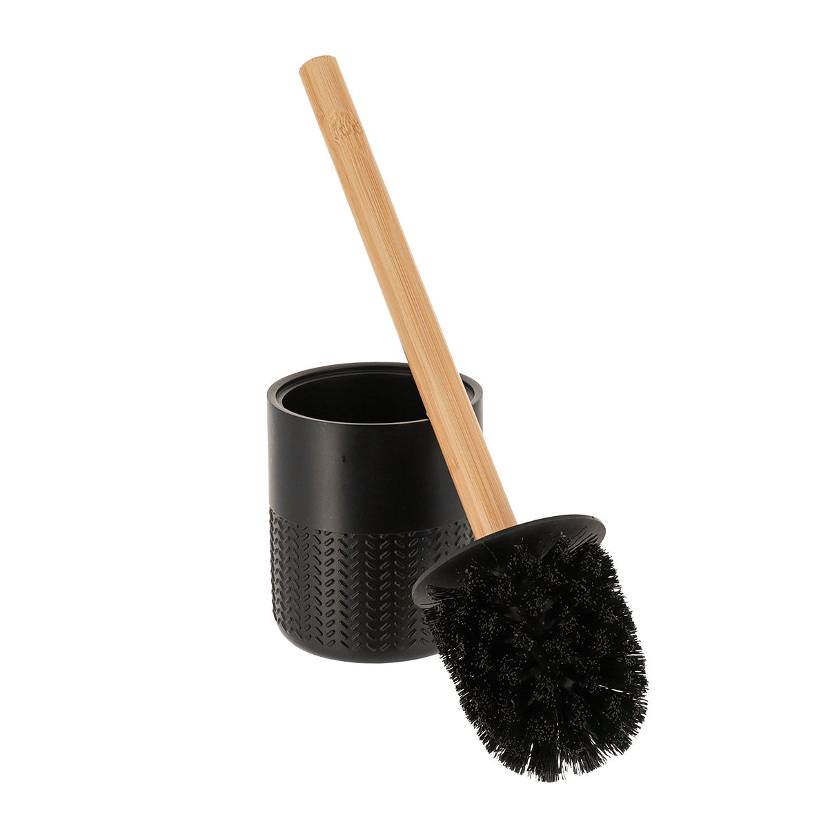 Perie de toaletă din polirășină și bambus – negru