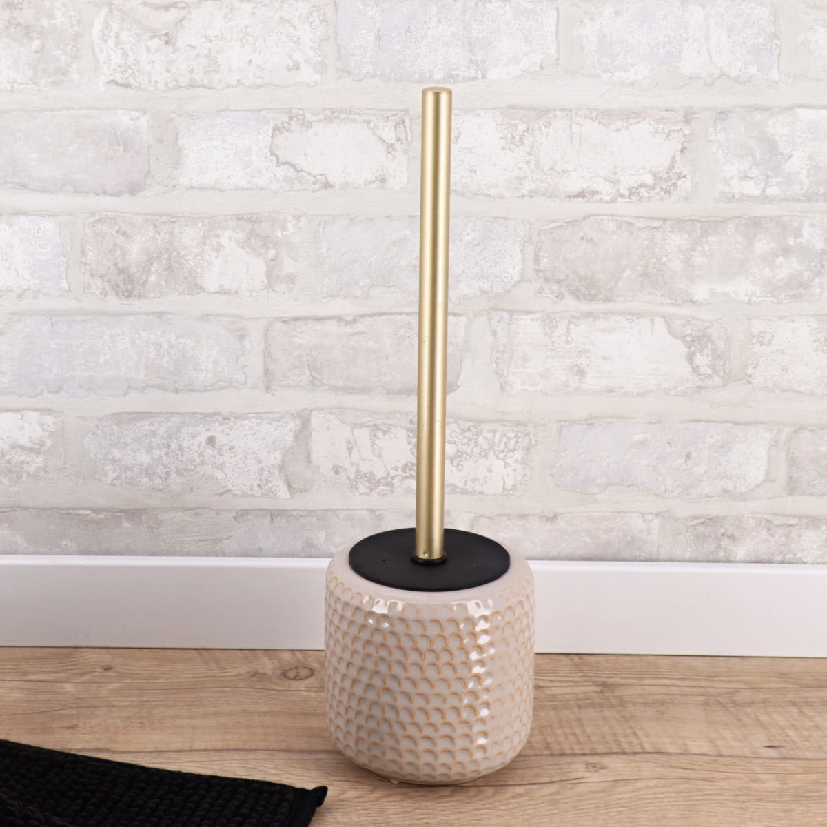 Perie de toaletă din ceramică lacuită – efect solzi – bej